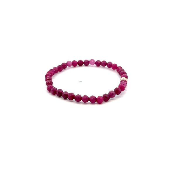 Natural Ruby Gemstone Mini 4mm 18K Rose Gold Charm Bead July Birthstone - Picture 5 of 5